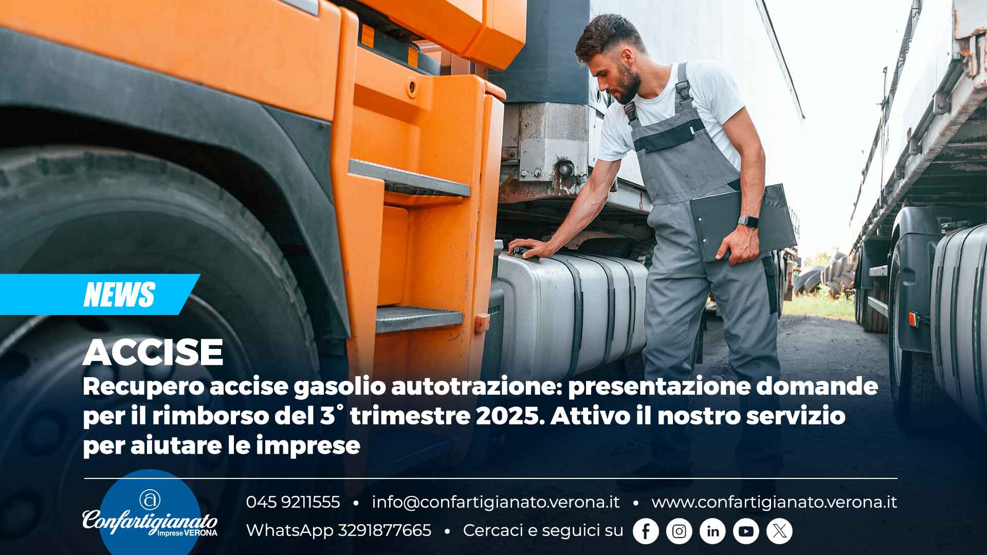 ACCISE – Recupero accise gasolio autotrazione: presentazione domande per il rimborso del 3° trimestre 2025. Attivo il nostro servizio per aiutare le imprese