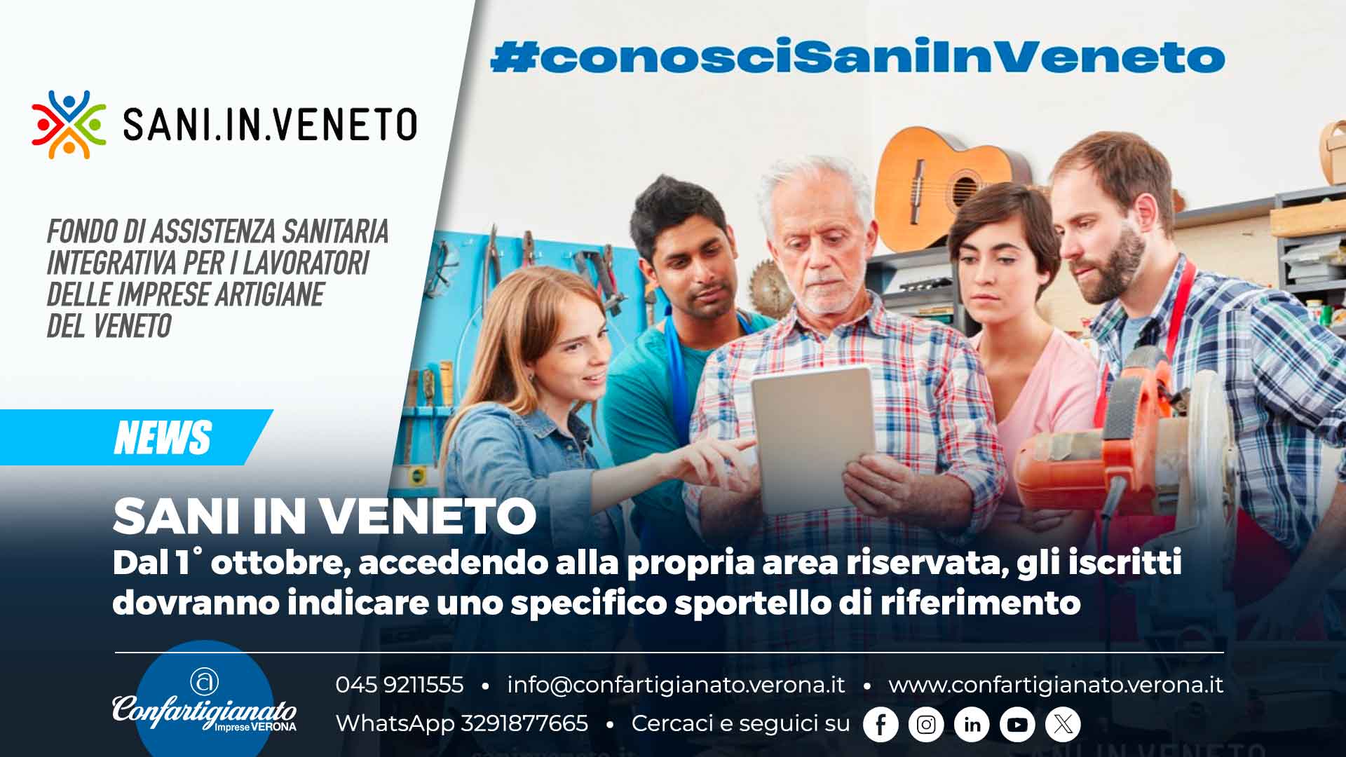 SANI IN VENETO – Dal 1° ottobre, accedendo alla propria area riservata, gli iscritti dovranno indicare uno specifico sportello di riferimento