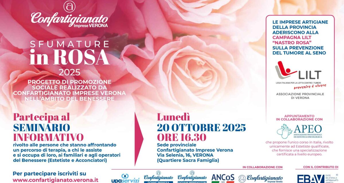 SOCIALE – Lunedì 20 ottobre, seminario “Sfumature in Rosa”, sulla gestione psicologica della malattia e l'estetica oncologica. Iscriviti per partecipare