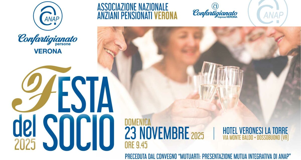 ANAP – Domenica 23 novembre, “Festa del Socio ANAP 2025” e convegno di presentazione della cassa sanitaria integrativa MutuArti. Iscriviti per partecipare