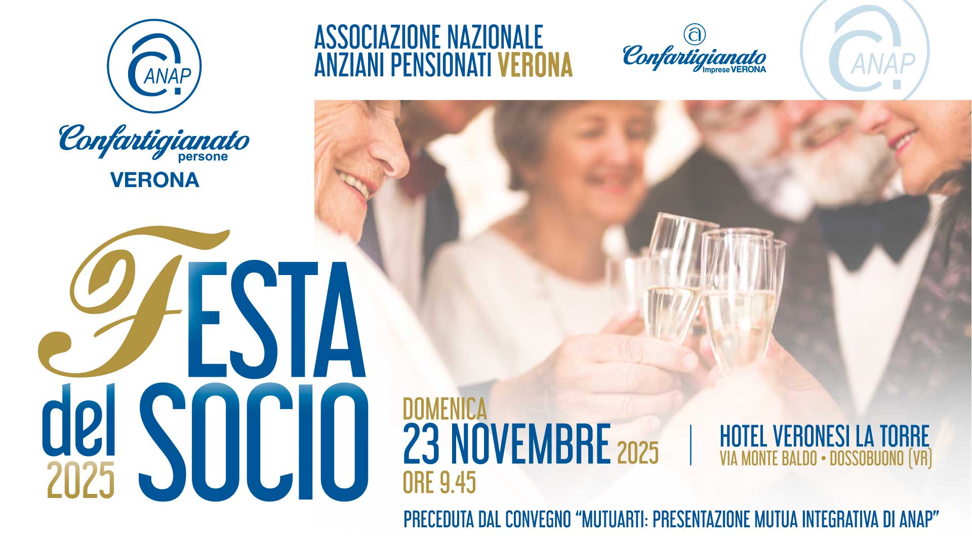 ANAP – Domenica 23 novembre, “Festa del Socio ANAP 2025” e convegno di presentazione della cassa sanitaria integrativa MutuArti. Iscriviti per partecipare