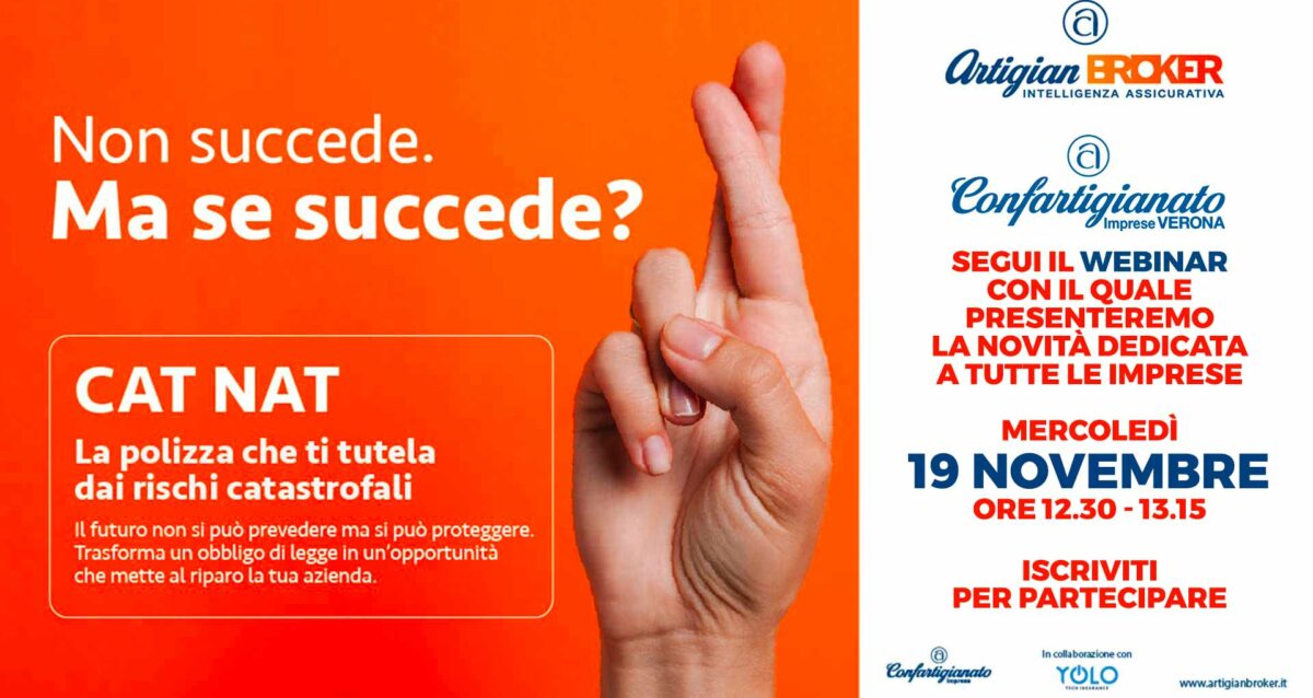 RISCHI CATASTROFALI – Un webinar per illustrare la nuova polizza Artigian Broker contro i rischi catastrofali (obbligatoria da gennaio): 19 marzo, iscriviti per partecipare