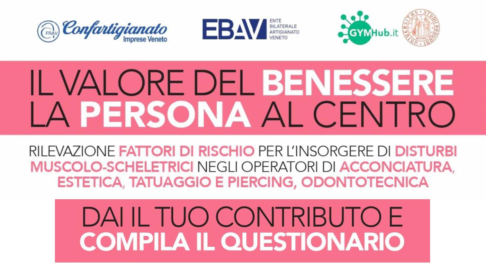 BENESSERE – Confartigianato Benessere Veneto lancia un questionario per rilevare i fattori di rischio legati ad errati movimenti e posture dei professionisti del settore