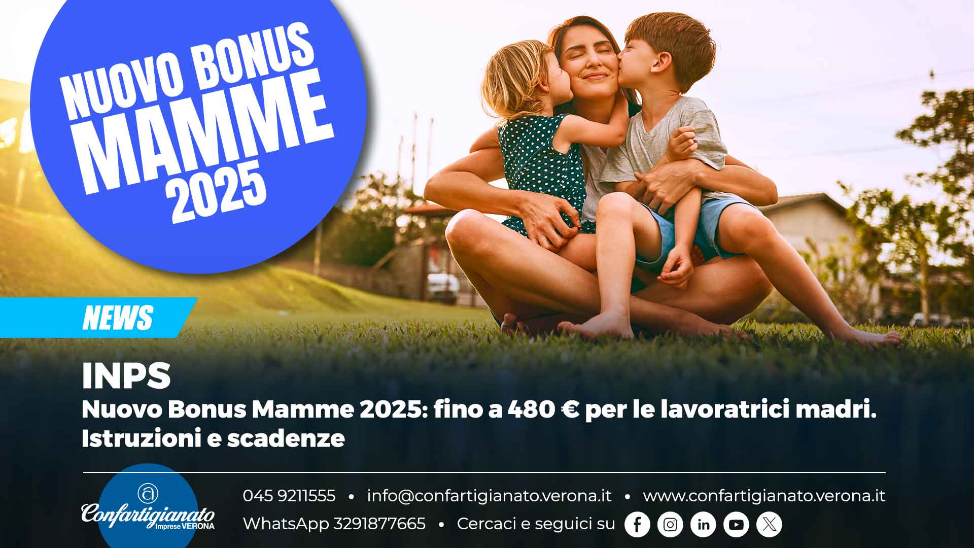 INPS – Nuovo Bonus Mamme 2025: fino a 480 € per le lavoratrici madri. Istruzioni e scadenze