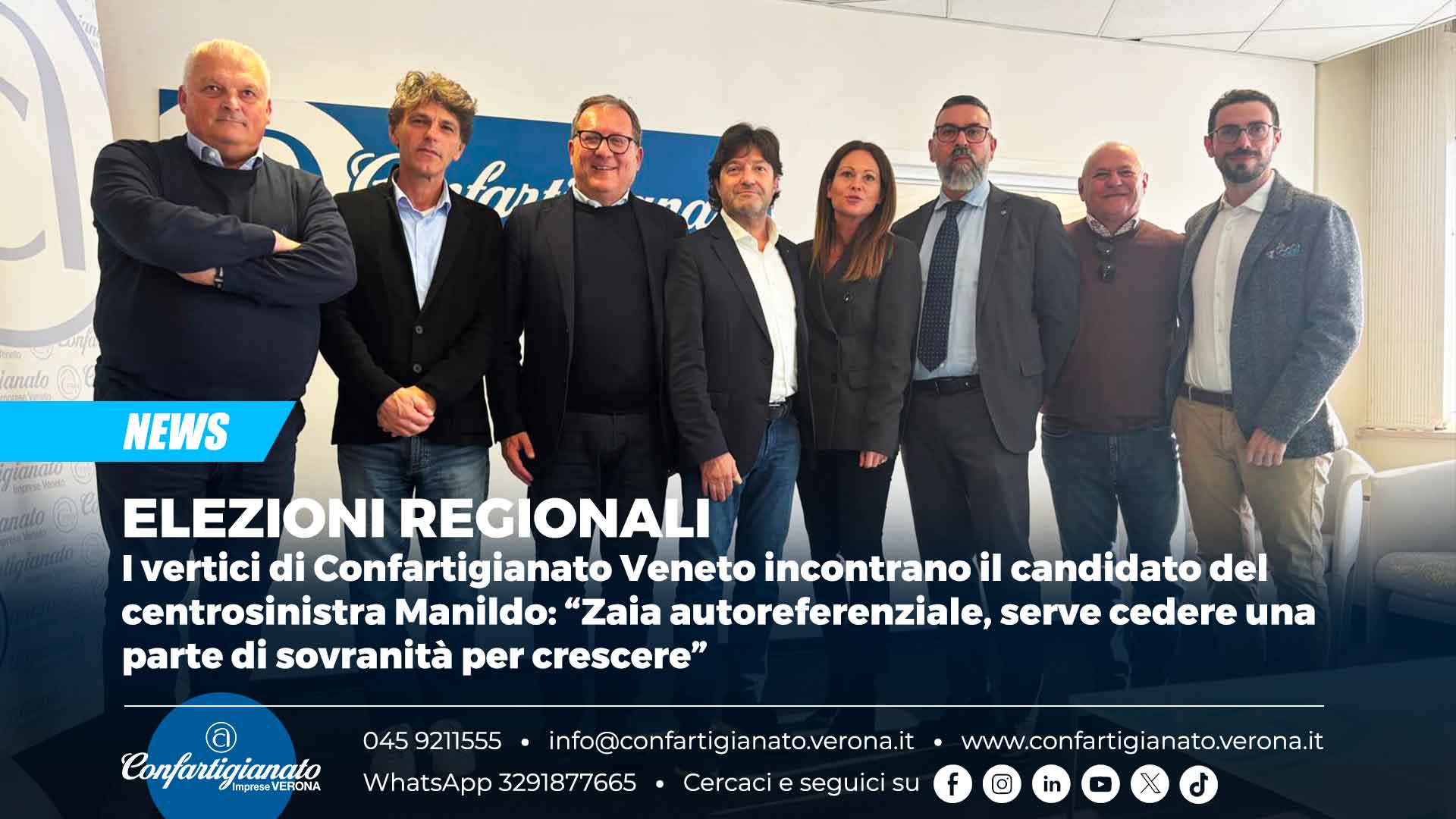 ELEZIONI REGIONALI – I vertici di Confartigianato Veneto incontrano il candidato de centrosinistra Manildo: “Zaia autoreferenziale, serve cedere una parte di sovranità per crescere”
