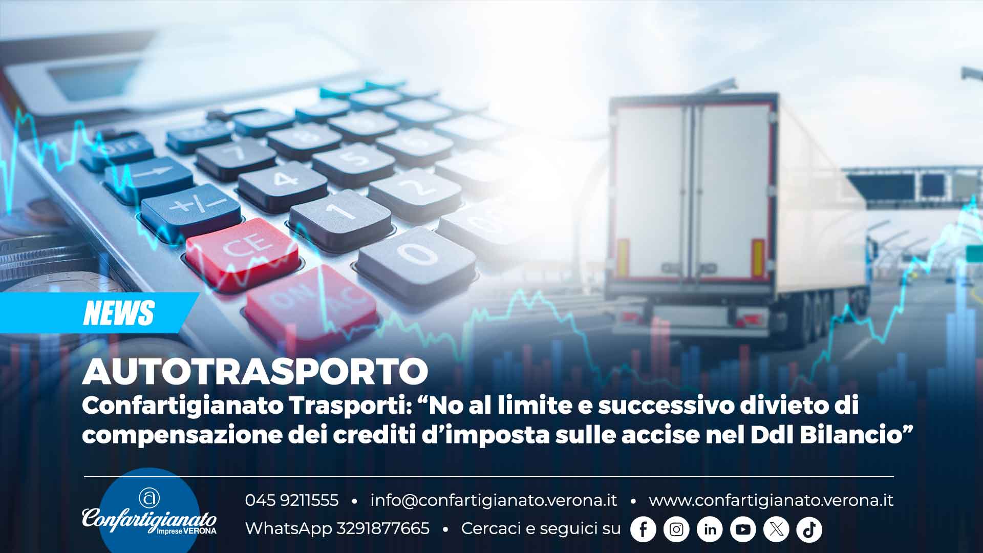AUTOTRASPORTO – Confartigianato Trasporti: “No al limite e successivo divieto di compensazione dei crediti d’imposta sulle accise nel Ddl Bilancio”