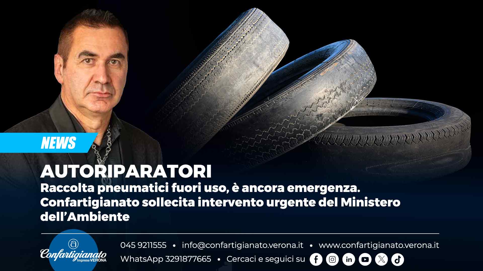 AUTORIPARATORI – Raccolta pneumatici fuori uso, è ancora emergenza. Confartigianato sollecita intervento urgente del Ministero dell’Ambiente