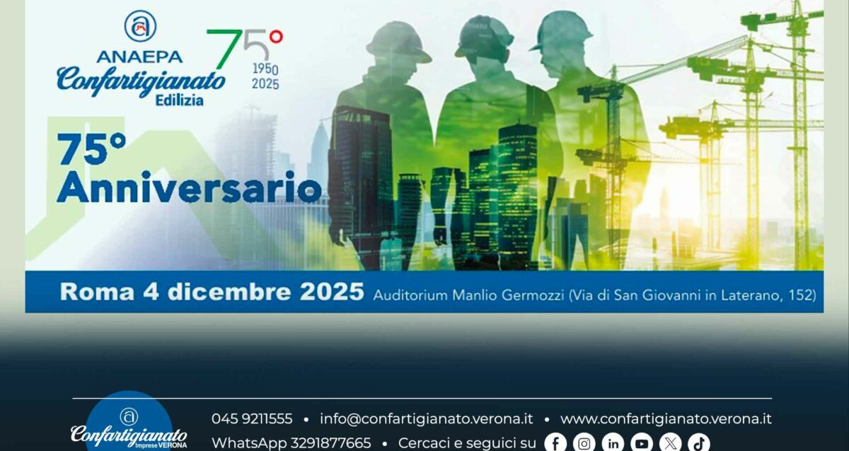 COSTRUZIONI – ANAEPA-Confartigianato Edilizia compie 75 anni: il 4 dicembre l'Assemblea a Roma
