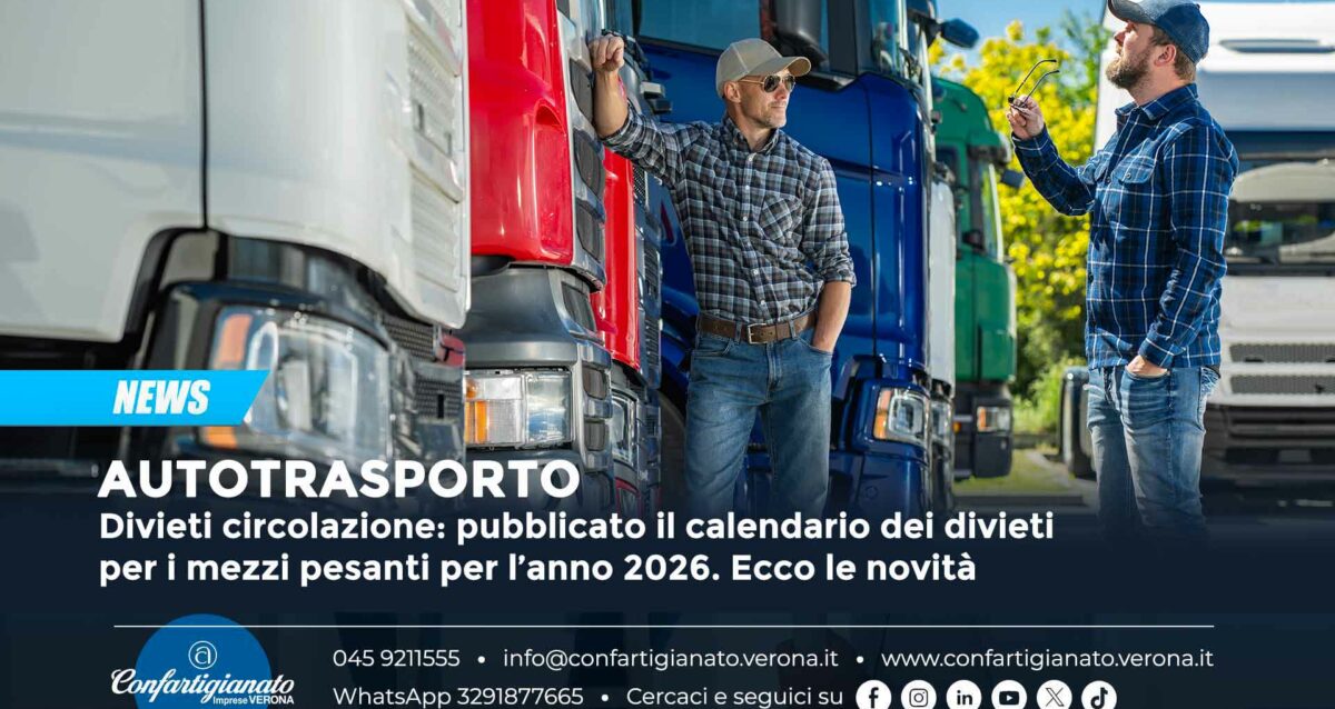 AUTOTRASPORTO – Divieti circolazione: pubblicato il calendario dei divieti per i mezzi pesanti per l’anno 2026. Ecco le novità