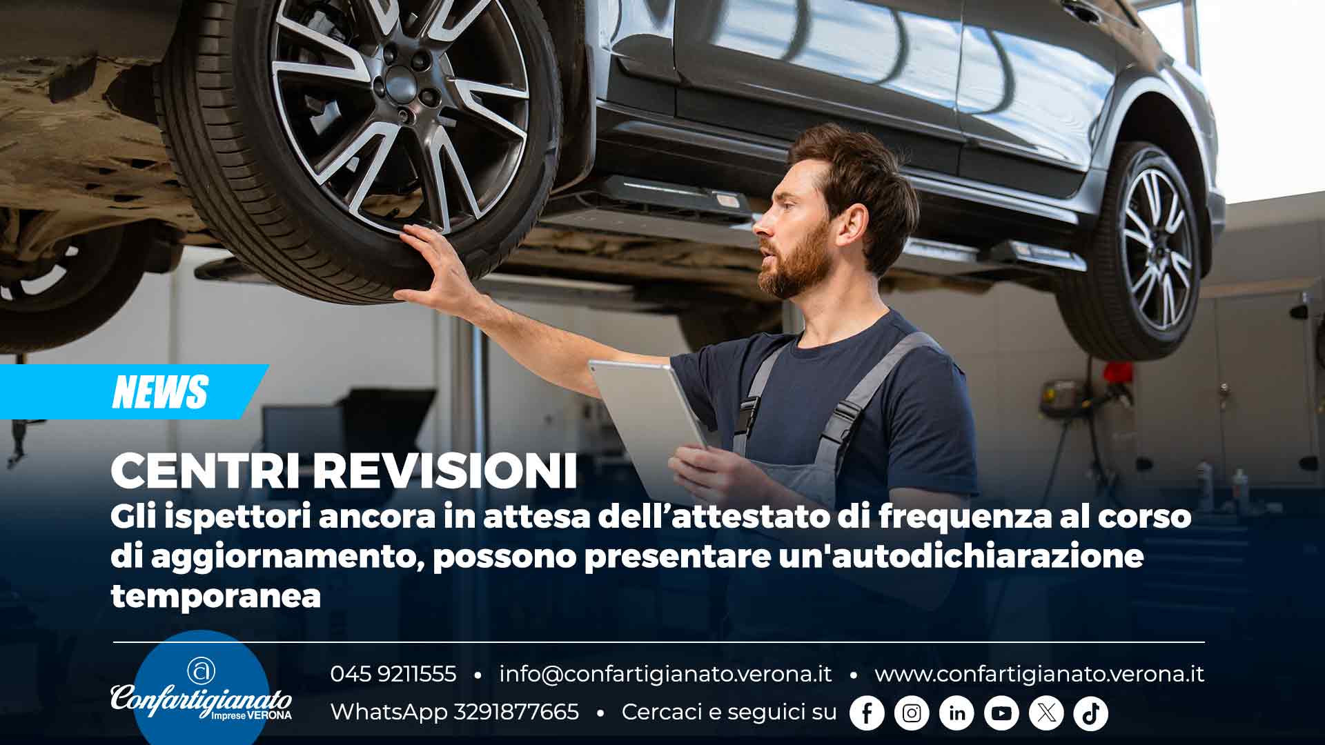 CENTRI REVISIONI – Gli ispettori ancora in attesa dell’attestato di frequenza al corso di aggiornamento, possono presentare un'autodichiarazione temporanea