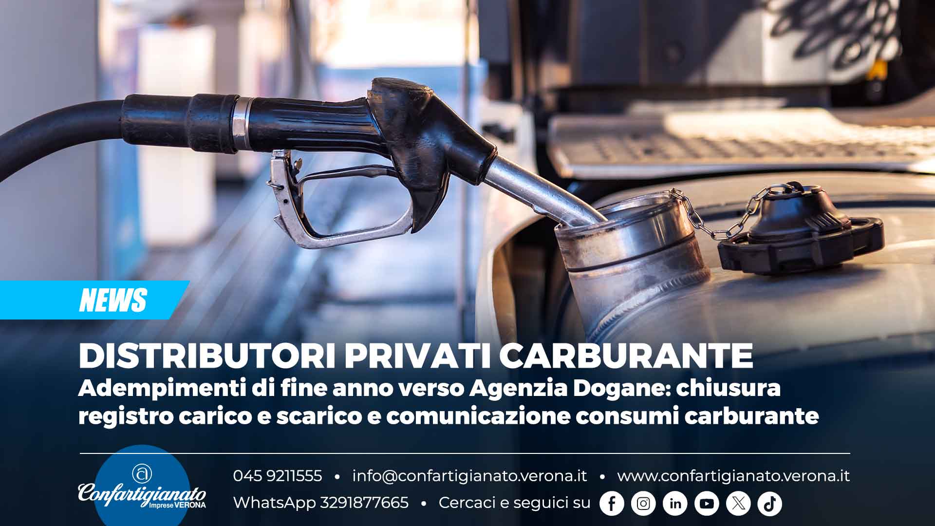 DISTRIBUTORI PRIVATI CARBURANTE – Adempimenti di fine anno verso Agenzia Dogane: chiusura registro carico e scarico e comunicazione consumi carburante