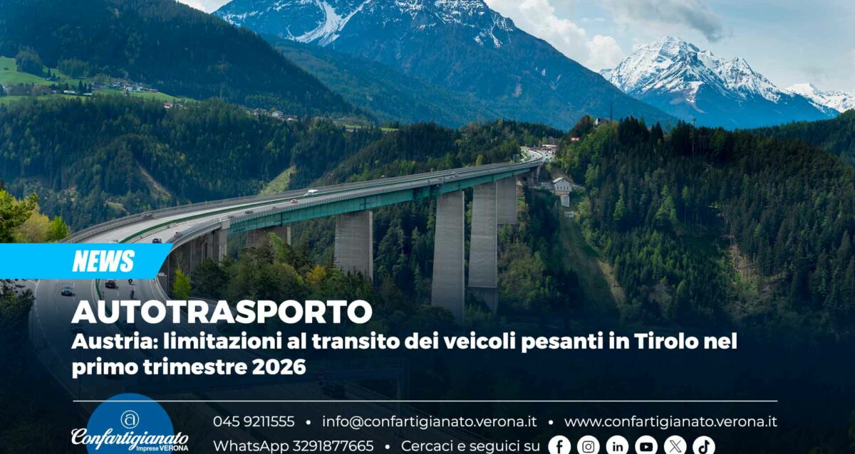 AUTOTRASPORTO – Austria: limitazioni al transito dei veicoli pesanti in Tirolo nel primo trimestre 2026