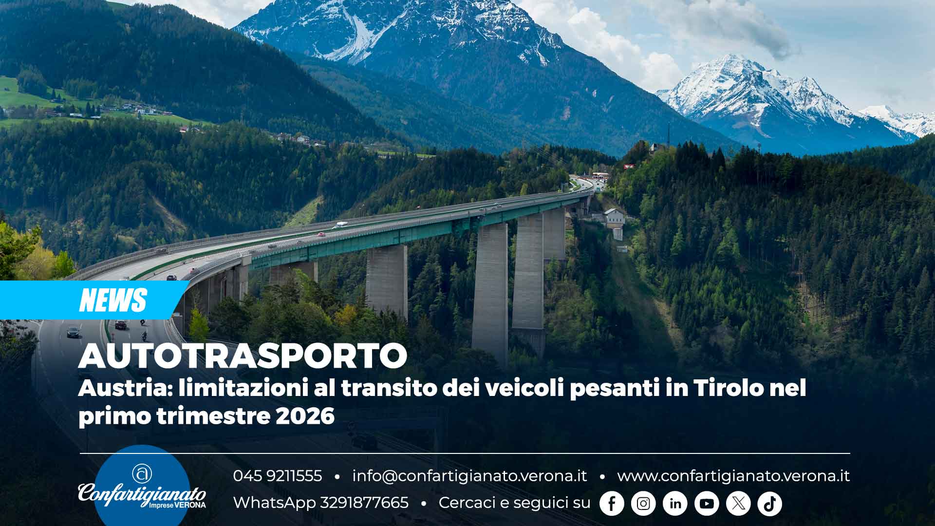 AUTOTRASPORTO – Austria: limitazioni al transito dei veicoli pesanti in Tirolo nel primo trimestre 2026
