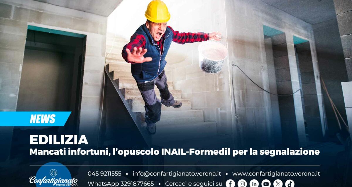 EDILIZIA – Mancati infortuni, l’opuscolo INAIL-Formedil per la segnalazione