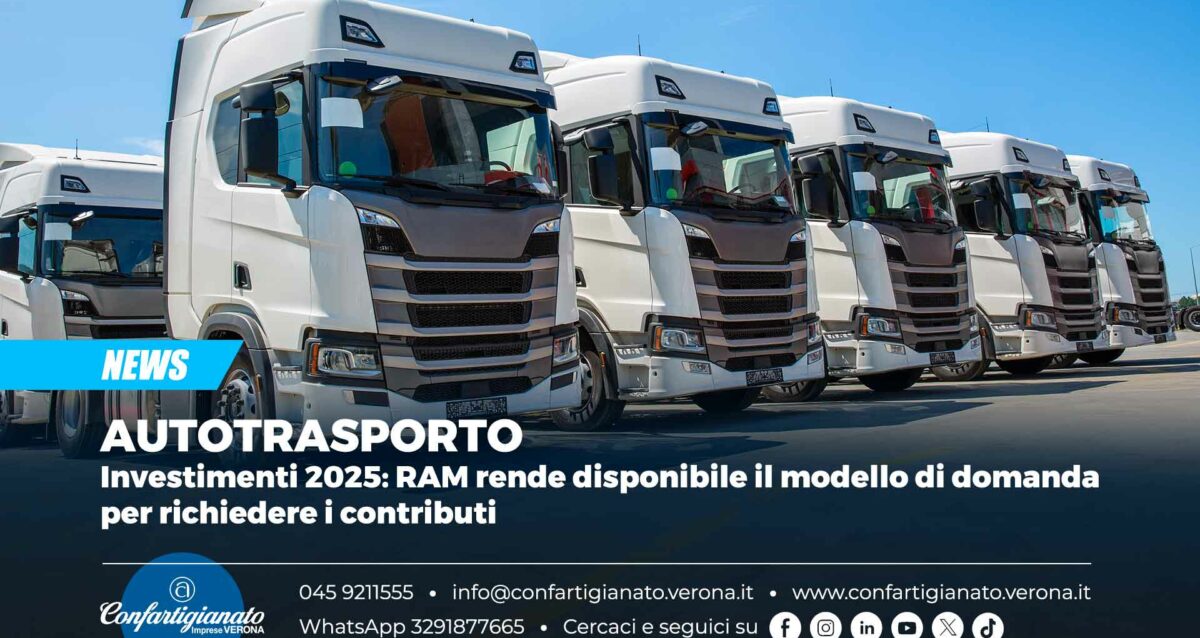 AUTOTRASPORTO – Investimenti 2025: RAM rende disponibile il modello di domanda per richiedere i contributi