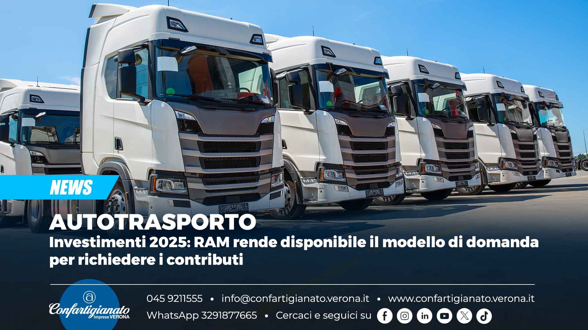 AUTOTRASPORTO – Investimenti 2025: RAM rende disponibile il modello di domanda per richiedere i contributi