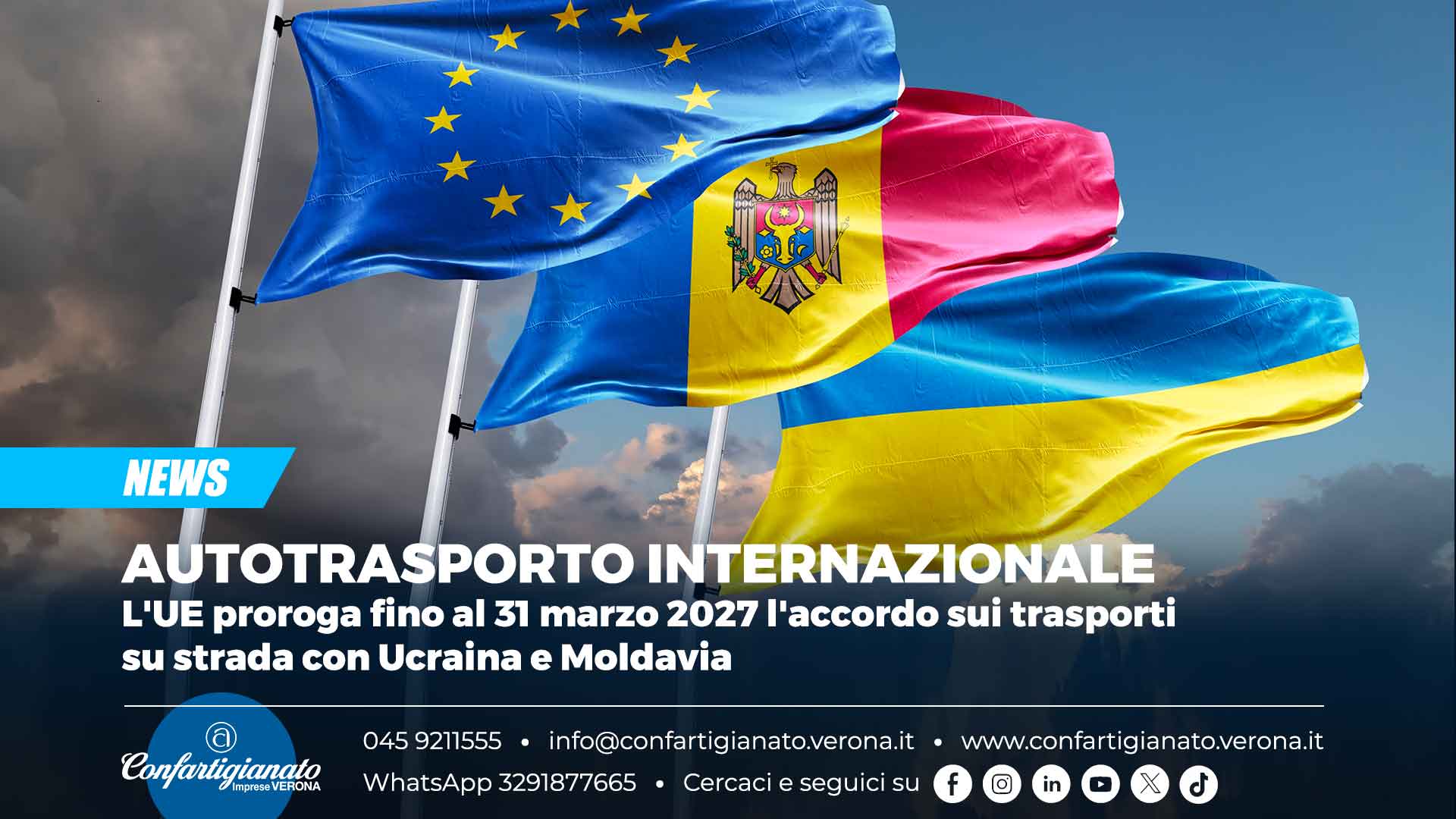 AUTOTRASPORTO INTERNAZIONALE – L'UE proroga fino al 31 marzo 2027 l'accordo sui trasporti su strada con Ucraina e Moldavia