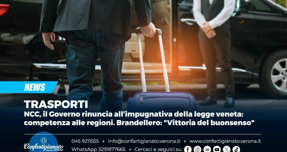 TRASPORTI – NCC (Noleggio con conducente), il Governo rinuncia all’impugnativa della legge veneta: competenza alle regioni. Brandellero: "Vittoria del buonsenso"