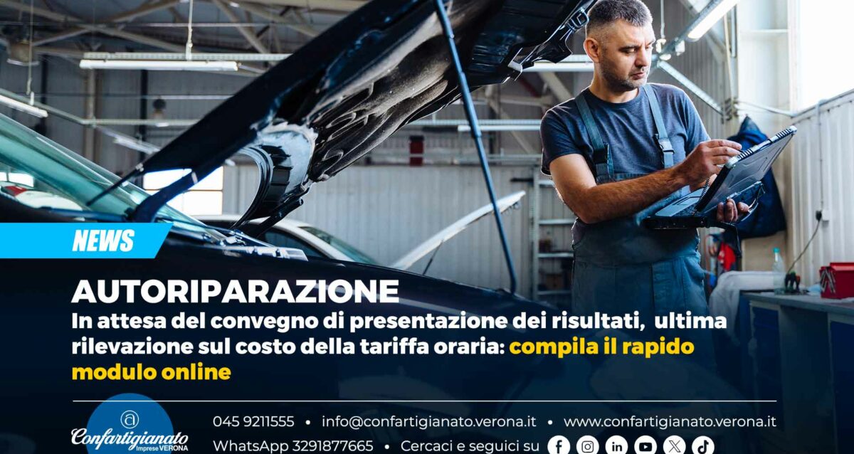 AUTORIPARAZIONE – In attesa del convegno di presentazione dei risultati, ultima rilevazione sul costo della tariffa oraria: compila il rapido modulo online