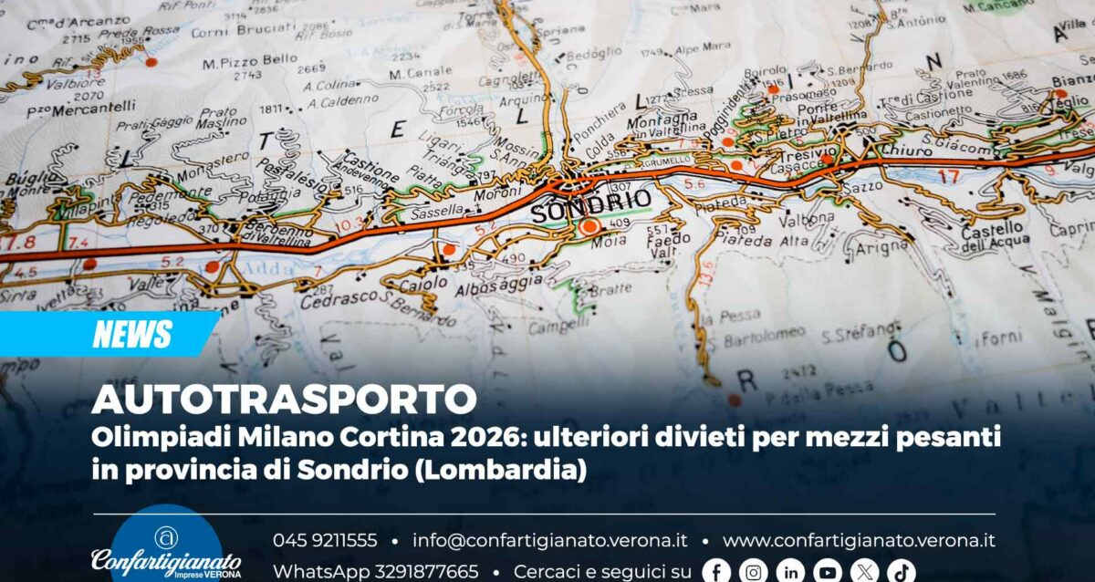 AUTOTRASPORTO – Olimpiadi 2026: ulteriori divieti per mezzi pesanti in provincia di Sondrio (Lombardia)