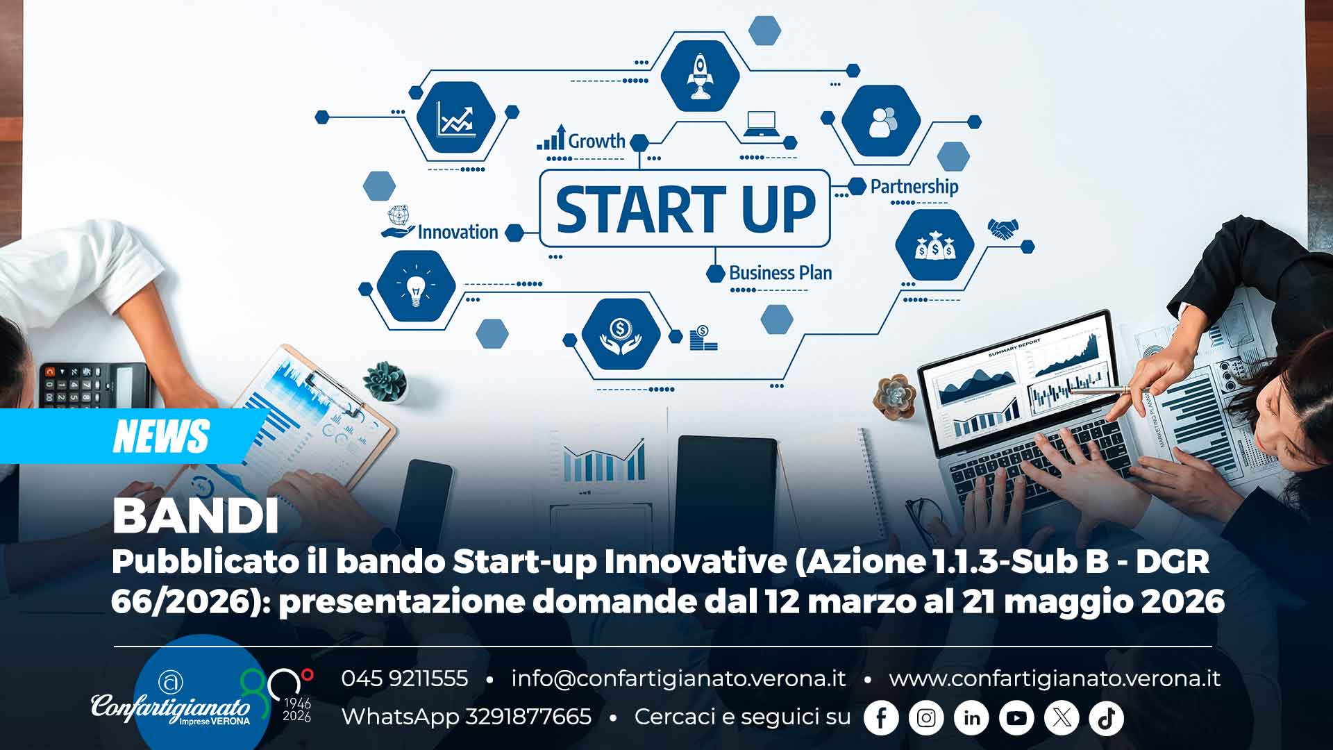 BANDI – Pubblicato il bando Start-up Innovative (Azione 1.1.3-Sub B - DGR 66/2026): presentazione domande dal 12 marzo al 21 maggio 2026