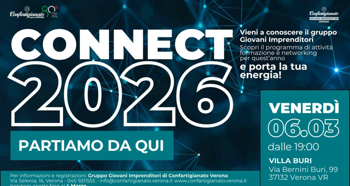 GIOVANI IMPRENDITORI – "Connect 2026: partiamo da qui!": il 6 marzo, a Villa Buri, evento di conoscenza e condivisione. Non mancare e porta gli amici imprenditori!