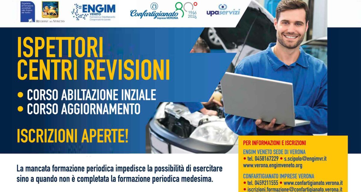 CENTRI REVISIONI – Corsi di abilitazione e aggiornamento per Ispettori dei centri di controllo privati, Modulo A+B e Modulo C. Iscrizioni aperte!