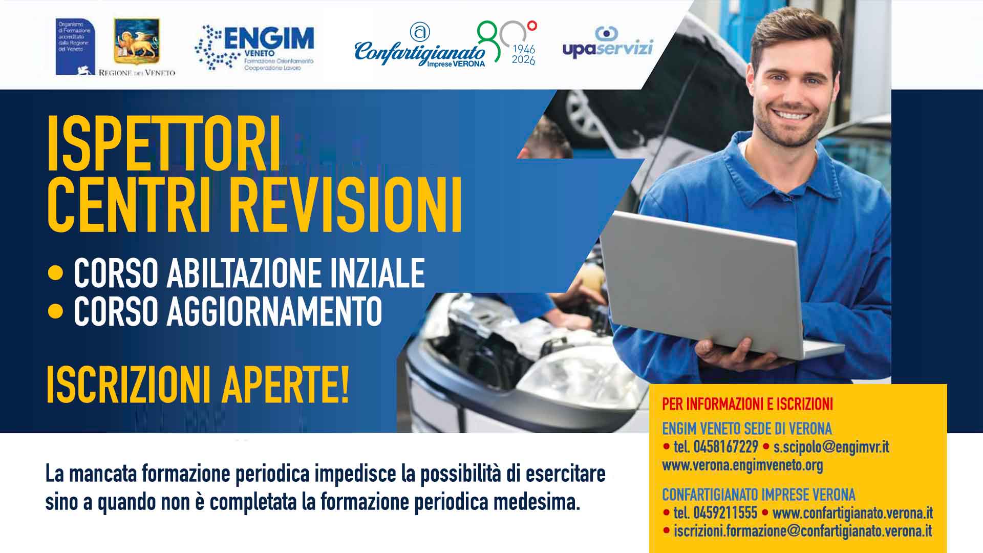 CENTRI REVISIONI – Corsi di abilitazione e aggiornamento per Ispettori dei centri di controllo privati, Modulo A+B e Modulo C. Iscrizioni aperte!