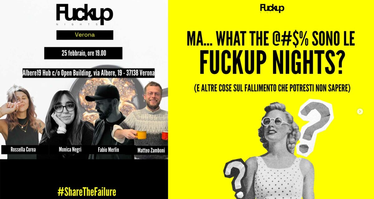EVENTO – Il 25 febbraio, arrivano a Verona le "Fuckup Nitghs" per raccontare i fallimenti professionali e imparare da essi. Confartigianato sponsorizza la serata