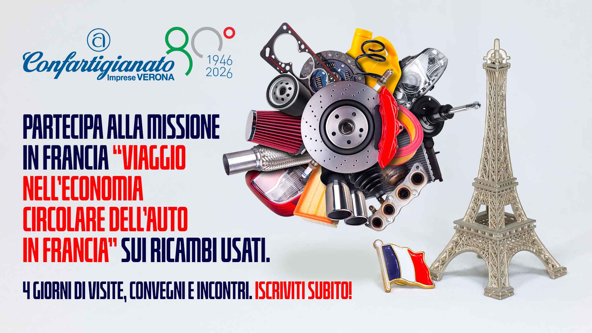 AUTORIPARAZIONE – Partecipa alla missione in Francia dal titolo “Viaggio nell’economia circolare dell’auto in Francia” sui ricambi usati: 4 giorni di visite, convegni e incontri, Iscriviti subito!