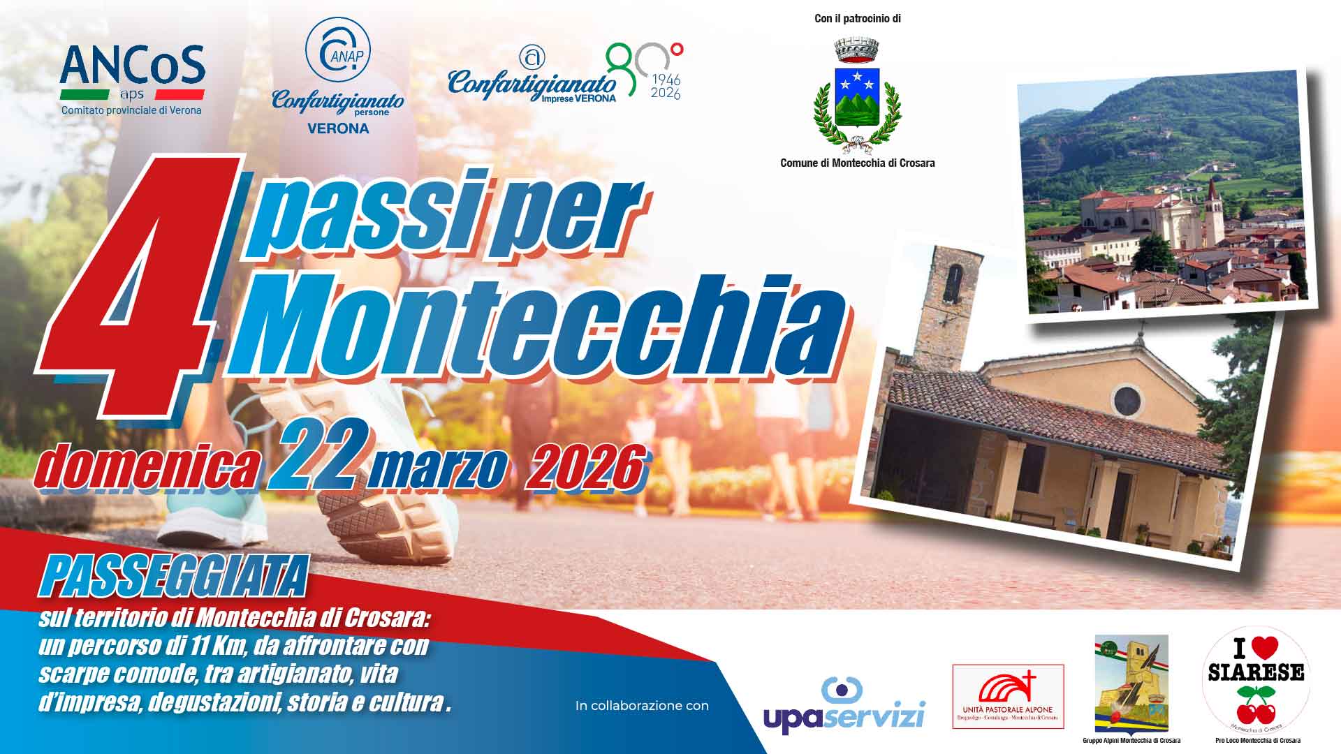 VERONA EST – 4 Passi per Montecchia: domenica 22 marzo, passeggiata tra artigianato, storia, cultura, attività fisica e degustazioni. Iscriviti per partecipare