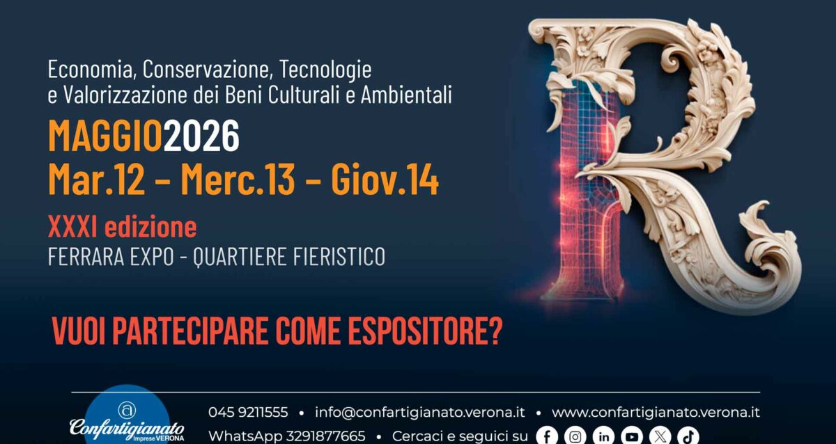 RESTAURO – Esponi a "RESTAURO 2026": il cuore del patrimonio culturale, in fiera a Ferrara dal 12 al 14 maggio