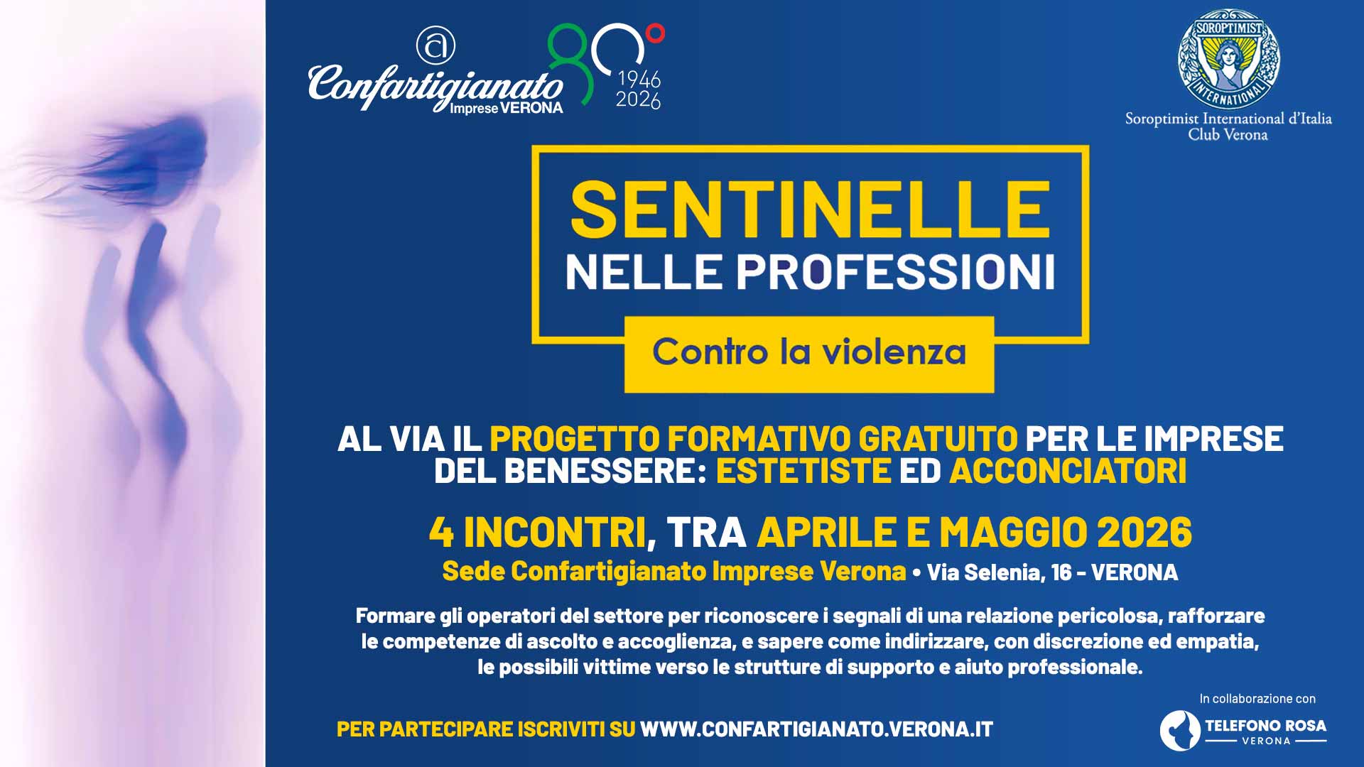 BENESSERE – Iscriviti e partecipa al progetto formativo per imprese del Benessere: “Sentinelle nelle professioni contro la violenza” con Soroptimist Club Verona
