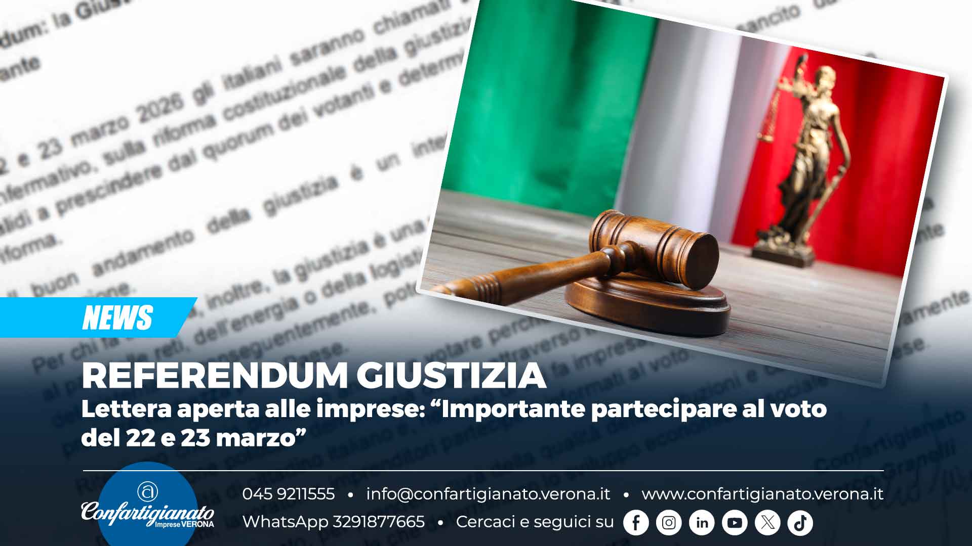 REFERENDUM GIUSTIZIA – Lettera aperta alle imprese: “Importante partecipare al voto del 22 e 23 marzo”