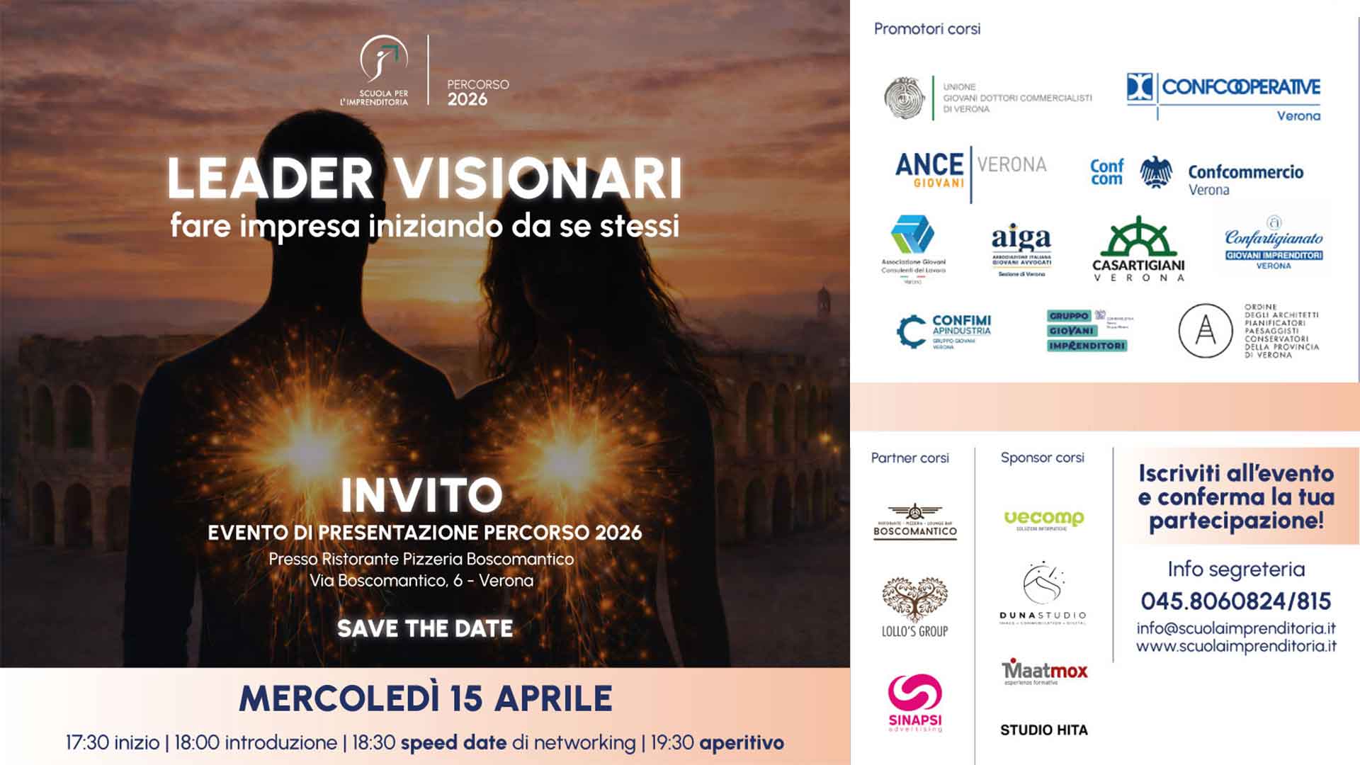 GIOVANI IMPRENDITORI – Scuola per l'Imprenditoria 2026: presentazione il 15 aprile a Boscomantico. Partecipa insieme a noi!