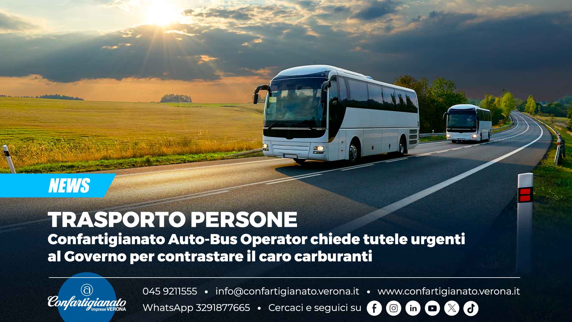 TRASPORTO PERSONE – Confartigianato Auto-Bus Operator chiede tutele urgenti al Governo per contrastare il caro carburanti