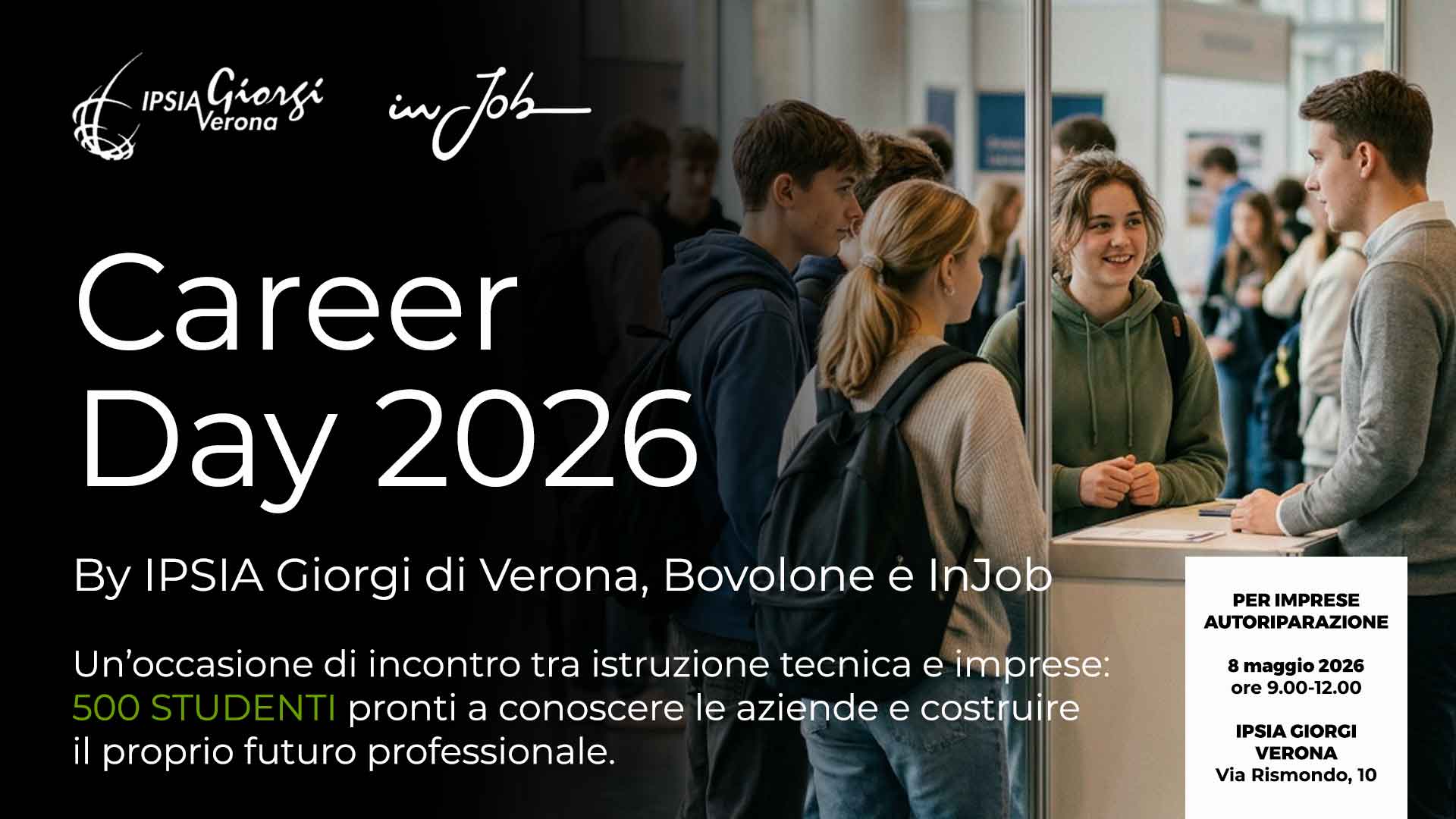 AUTORIPARAZIONE – Partecipa al Career Day 2026 dell'Istituto IPSIA Giorgi: l'8 maggio spazio all'incontro tra studenti e imprese di manutenzione veicoli