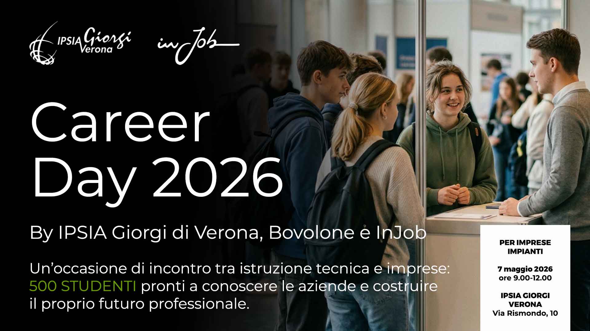 IMPIANTI – Partecipa al Career Day 2026 dell’Istituto IPSIA Giorgi: il 7 maggio spazio all’incontro tra studenti e imprese del settore Impianti