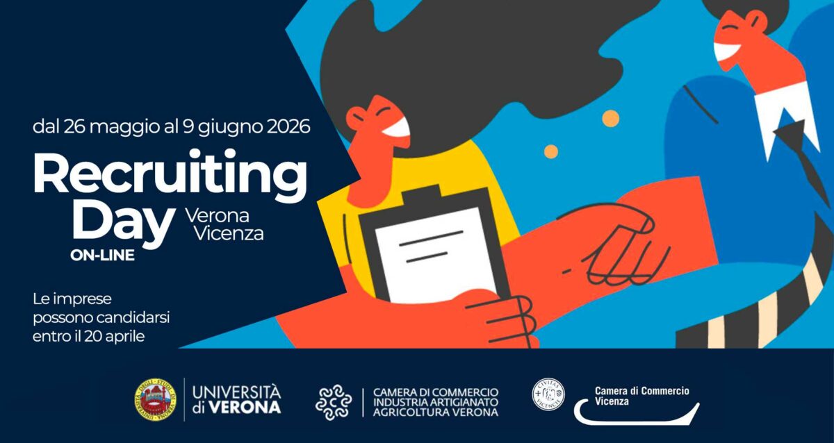 LAVORO – Recruiting Day Verona e Vicenza 2026, in versione digital per studenti e laureati: iscrizioni entro il 20 aprile per imprese che cercano giovani talenti