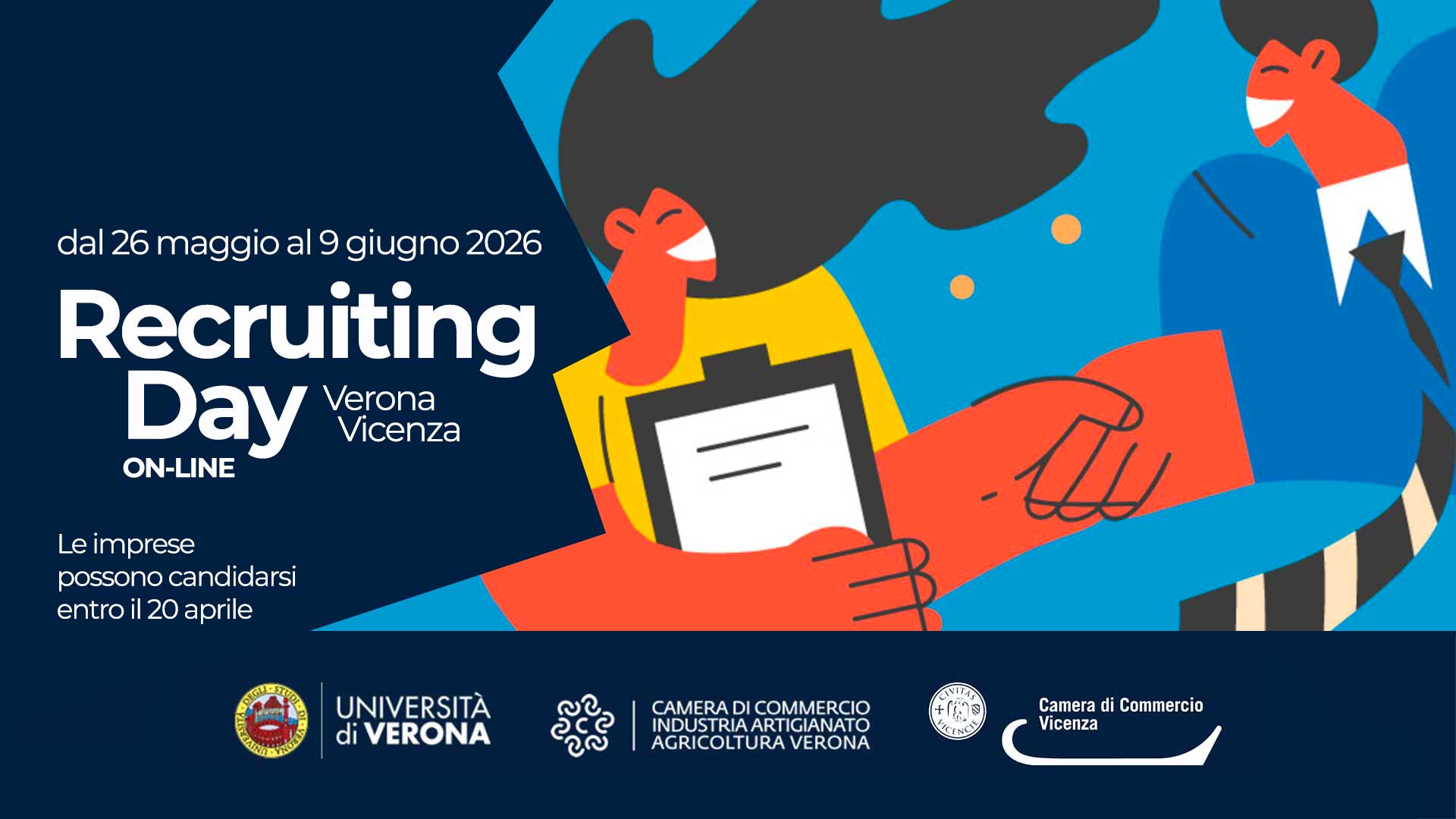 LAVORO – Recruiting Day Verona e Vicenza 2026, in versione digital per studenti e laureati: iscrizioni entro il 20 aprile per imprese che cercano giovani talenti