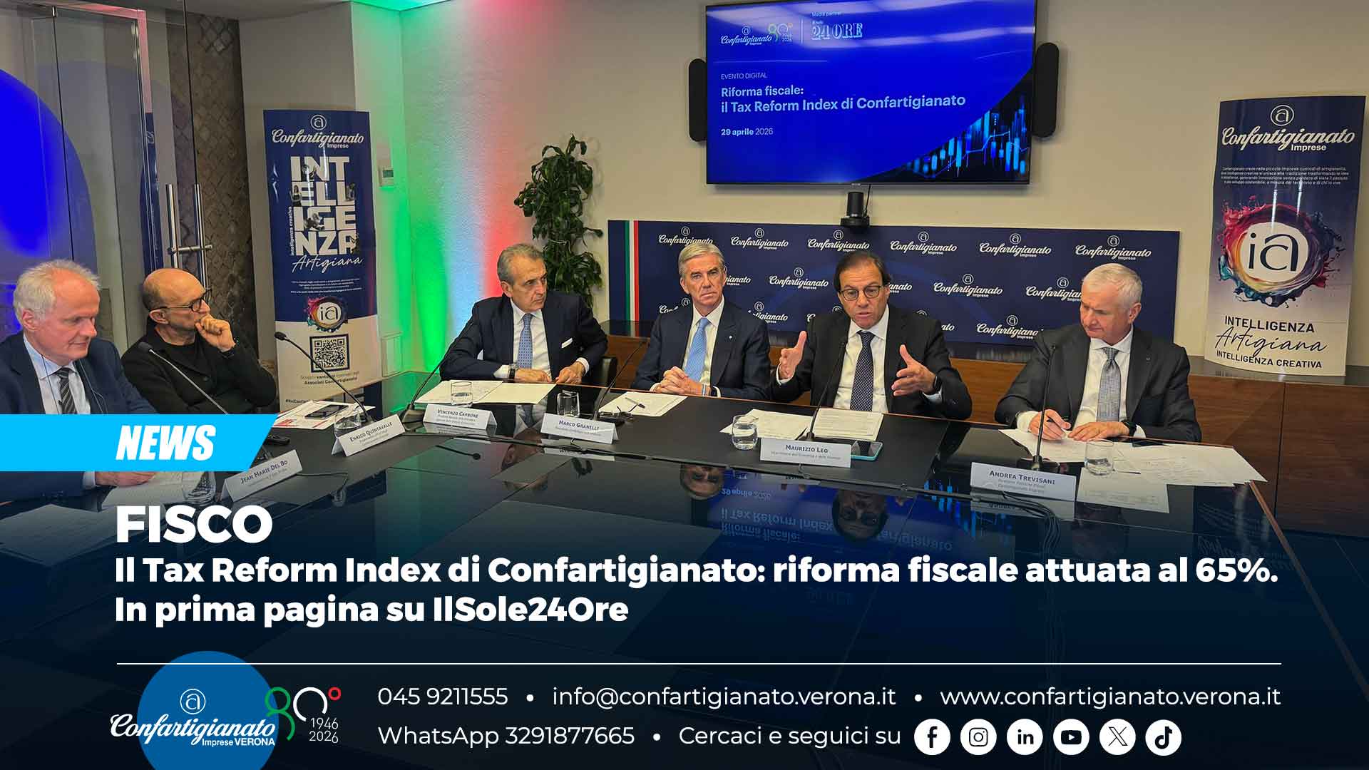 FISCO – Il Tax Reform Index di Confartigianato: riforma fiscale attuata al 65%. In prima pagina su IlSole24Ore