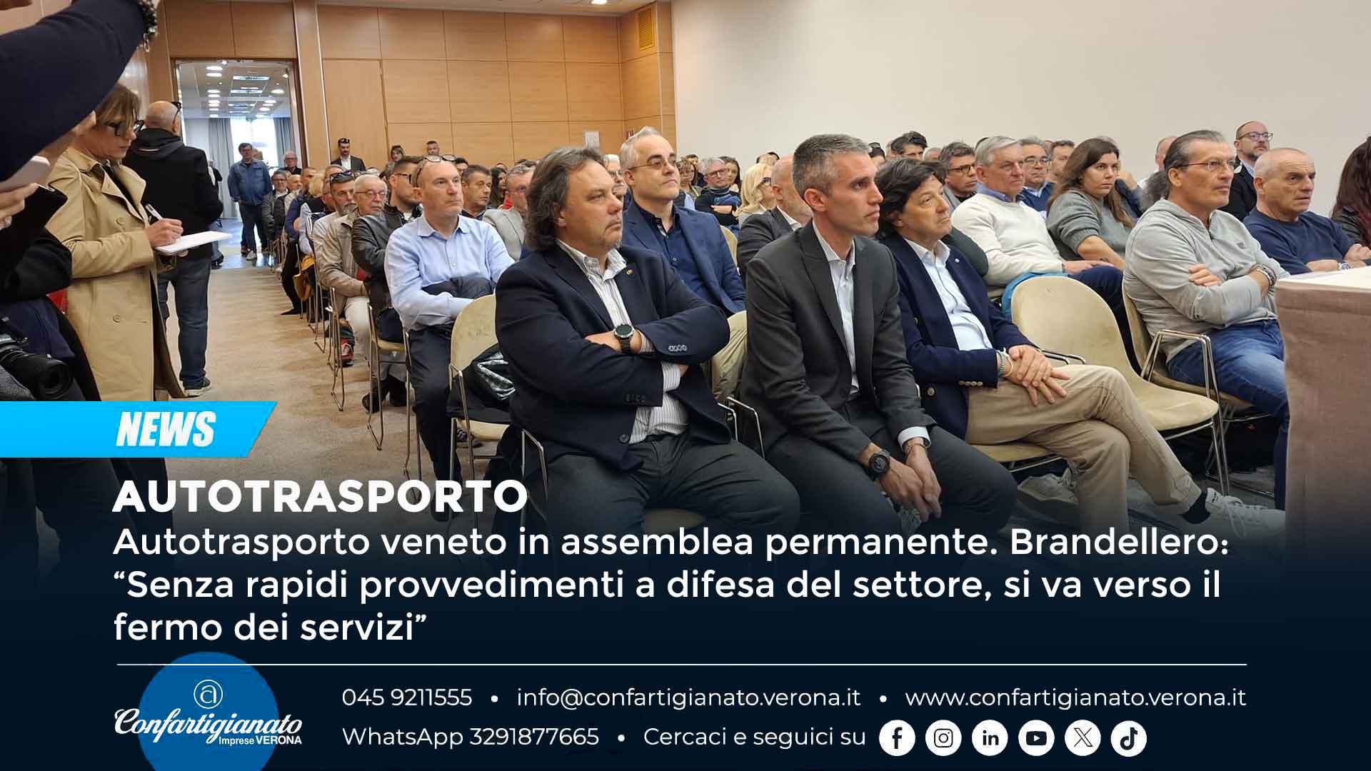 AUTOTRASPORTO – Autotrasporto veneto in assemblea permanente. Brandellero: “Senza rapidi provvedimenti a difesa del settore, si va verso il fermo dei servizi”