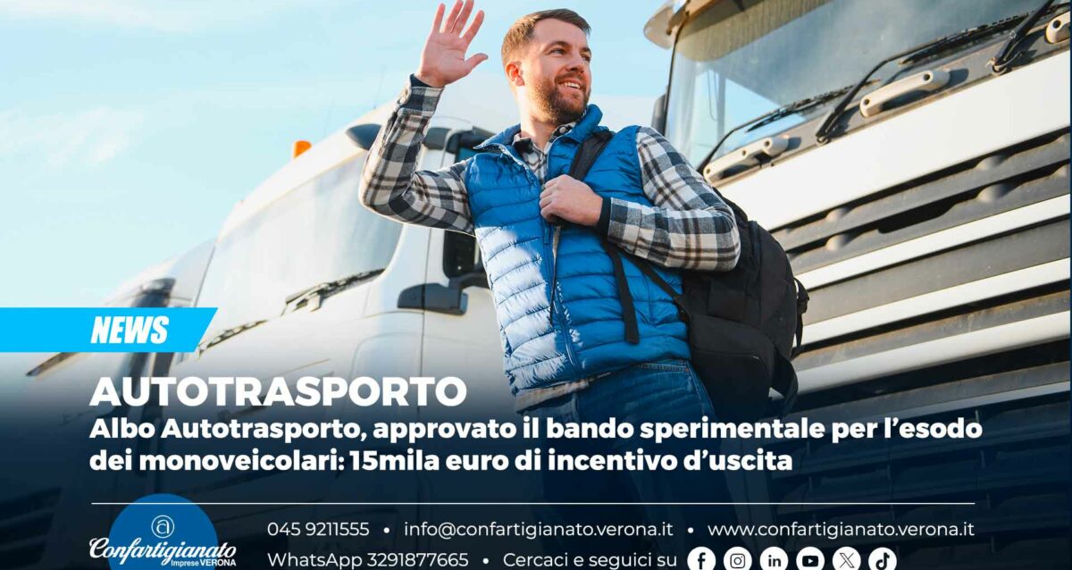 AUTOTRASPORTO – Albo Autotrasporto, approvato il bando sperimentale per l’esodo dei monoveicolari: 15mila euro di incentivo d’uscita
