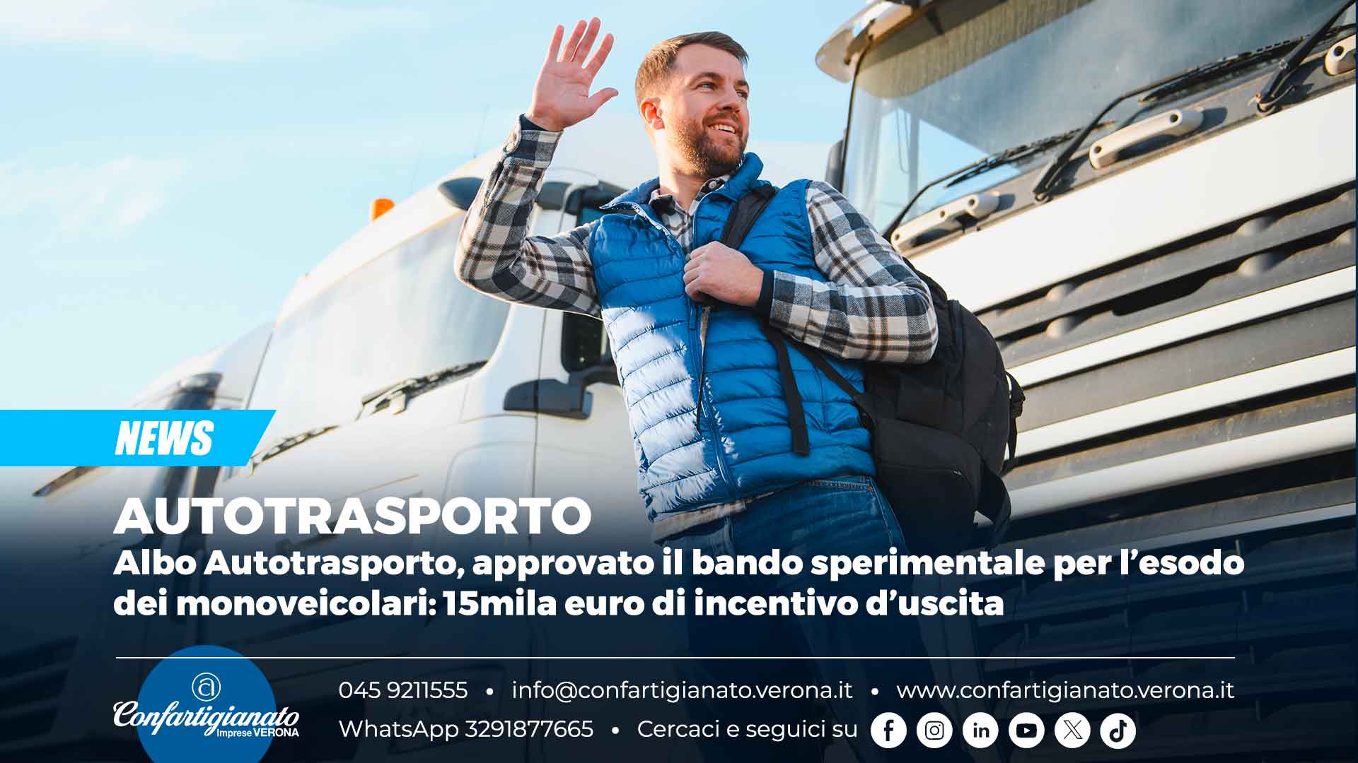 AUTOTRASPORTO – Albo Autotrasporto, approvato il bando sperimentale per l’esodo dei monoveicolari: 15mila euro di incentivo d’uscita