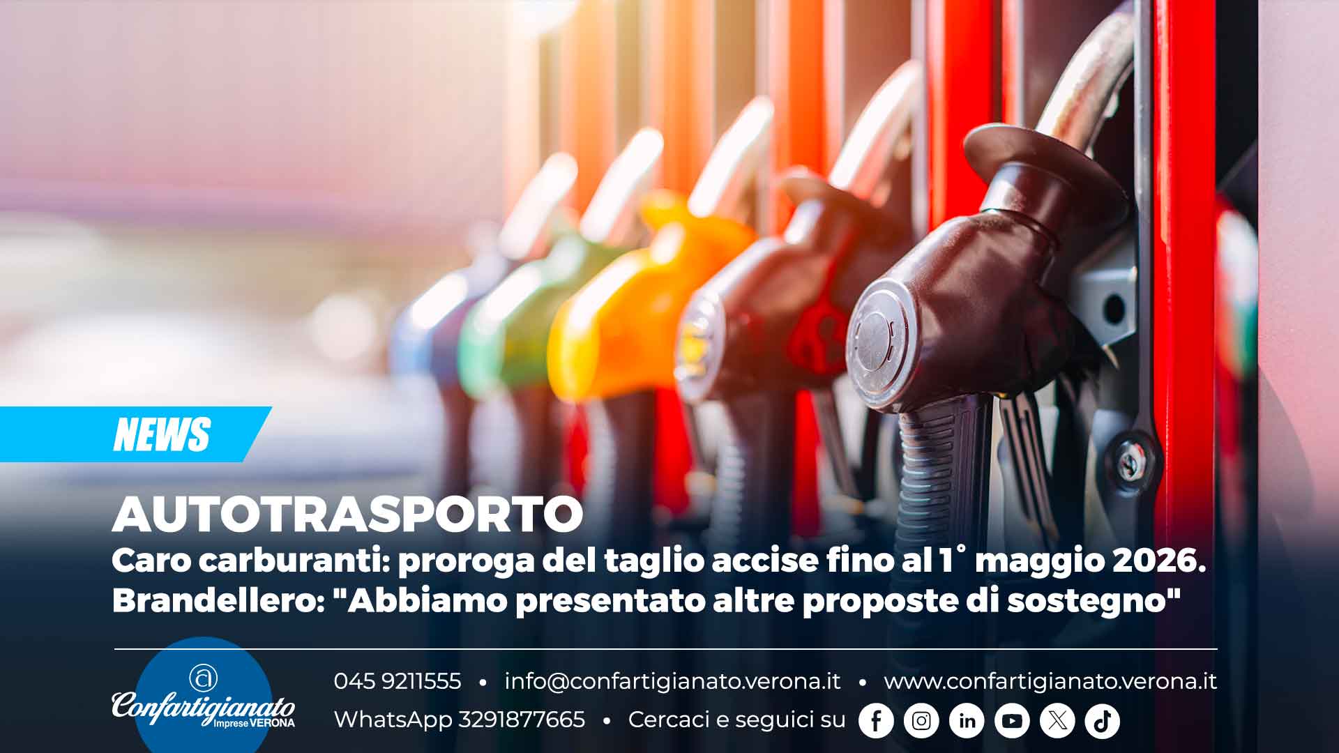 AUTOTRASPORTO – Caro carburanti: proroga del taglio accise fino al 1° maggio 2026. Brandellero: "Abbiamo presentato altre proposte di sostegno"