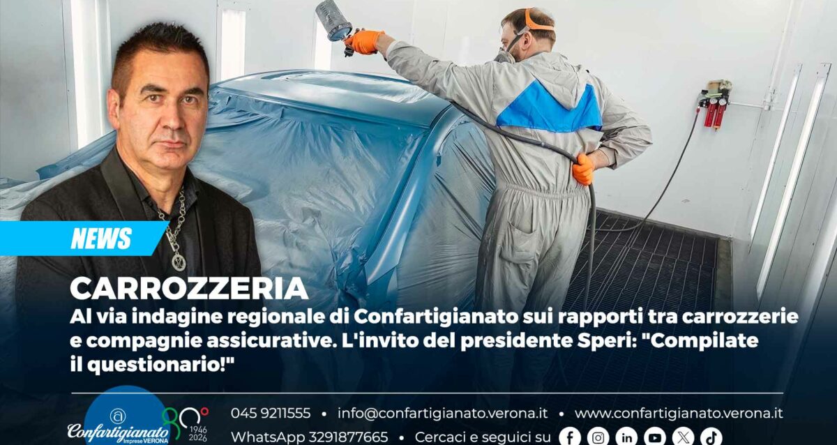 CARROZZERIA – Al via indagine regionale di Confartigianato sui rapporti tra carrozzerie e compagnie assicurative. L'invito del presidente Speri: "Compilate il questionario!"