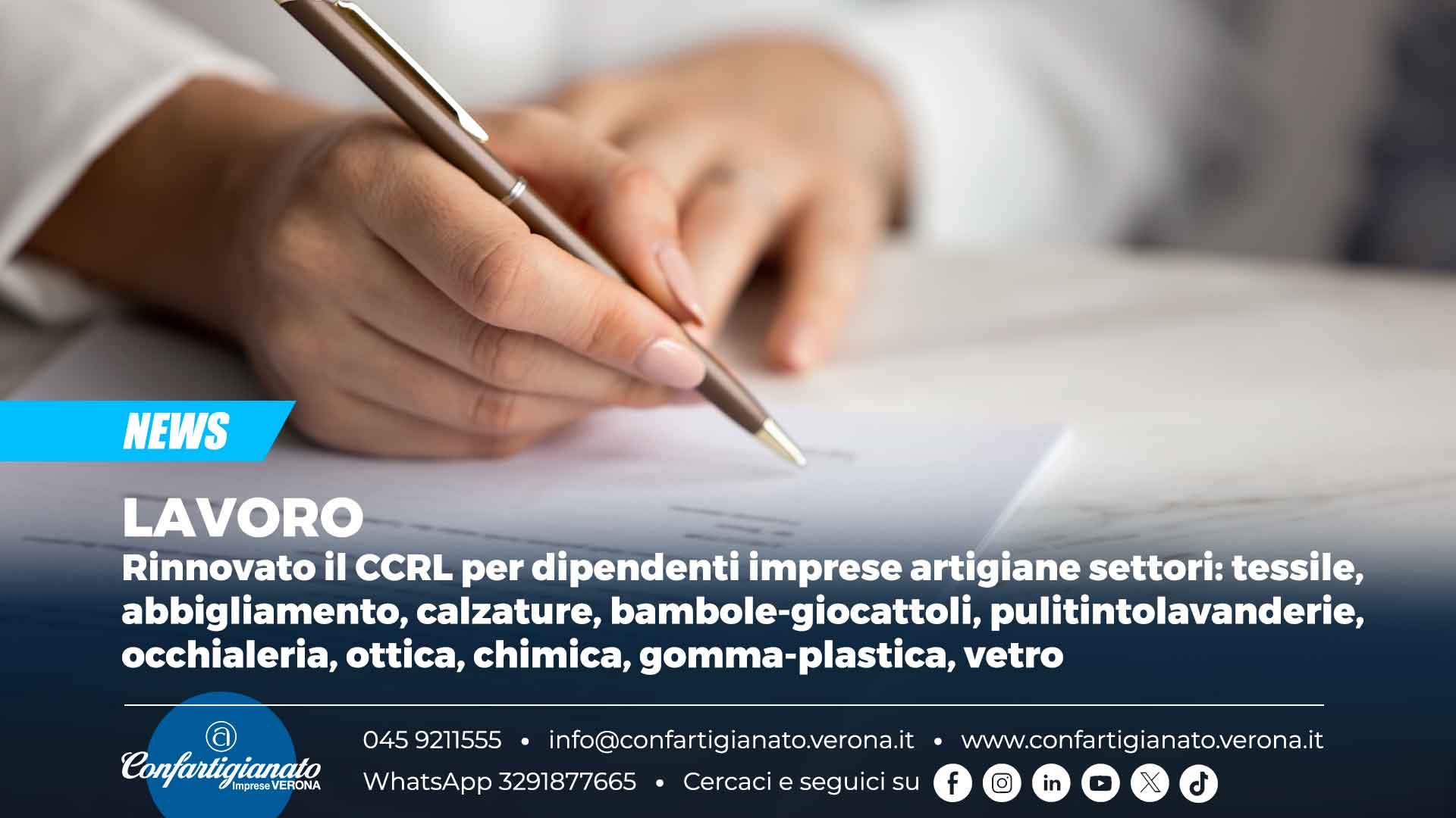 LAVORO – Rinnovato il CCRL per dipendenti imprese artigiane settori: tessile, abbigliamento, calzature, bambole-giocattoli, pulitintolavanderie, occhialeria, ottica, chimica, gomma-plastica, vetro