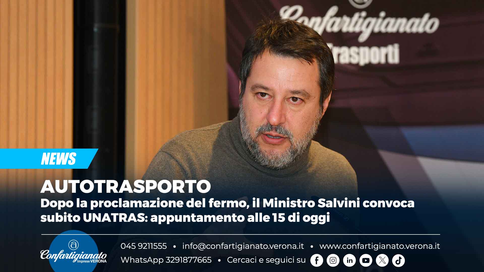 AUTOTRASPORTO – Dopo la proclamazione del fermo, il Ministro Salvini convoca subito UNATRAS: appuntamento alle 15 di oggi
