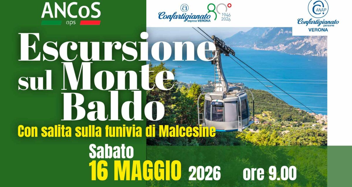 INIZIATIVA – Il 16 maggio, Escursione sul Monte Baldo, con salita sulla Funivia di Malcesine: organizza ANCoS con Confartigianato e Anap. Iscriviti subito
