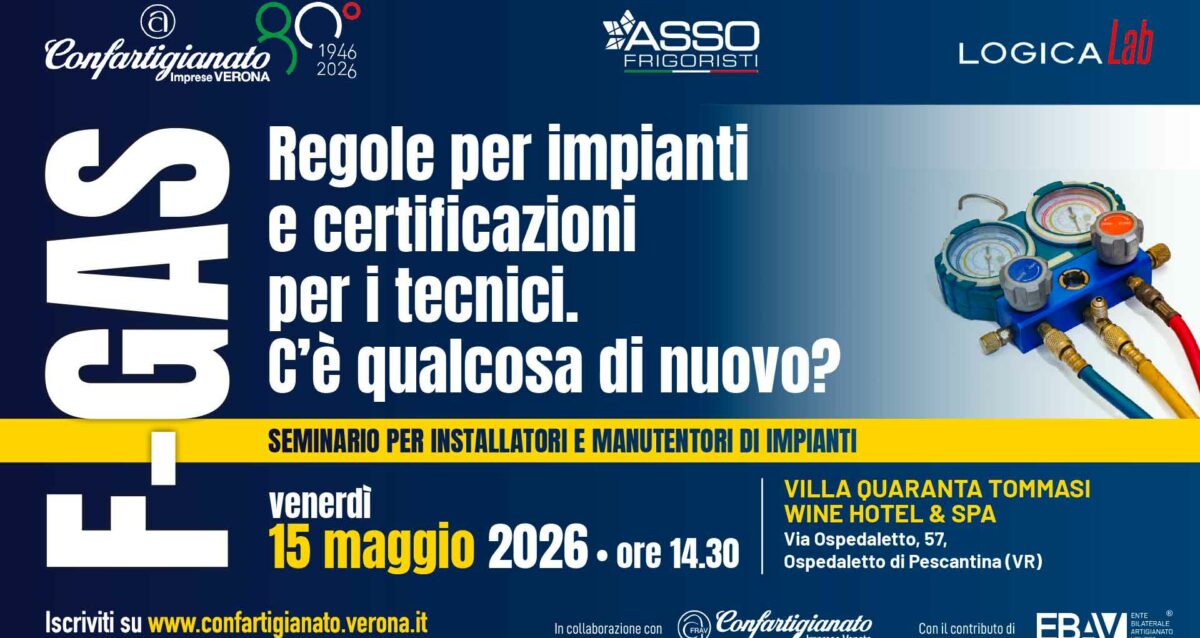 IMPIANTI – Il 15 maggio, a Villa Quaranta, seminario "F-Gas - Regole per impianti e certificazioni per i tecnici. C’è qualcosa di nuovo?". Iscriviti per partecipare